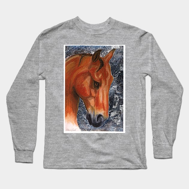 Red Horse (silver version) Long Sleeve T-Shirt by blueicedjack